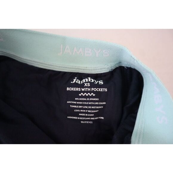 Jambys Unisex Sz XS Navy Blue/Mint Soft Breathable Boxer Shorts w/Pockets - Picture 3 of 10